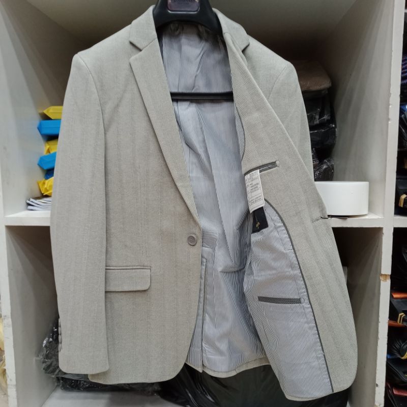 blazer pria santai blazer pria slim fit casual abu muda wool import