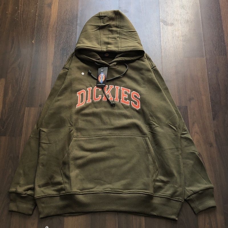 HOODIE DICKIES - TEXT BORDIR HIJAU ARMY FULLTAG &amp; LABEL