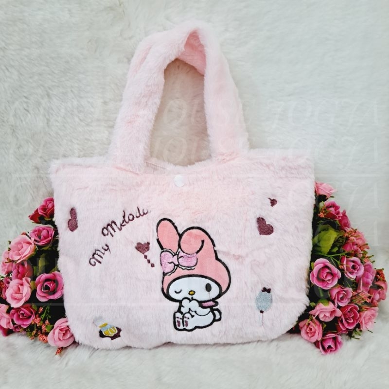 Tas Tenteng My Melody Bordir Pink Tas My Melody Kotak Bulu Tas My Melody