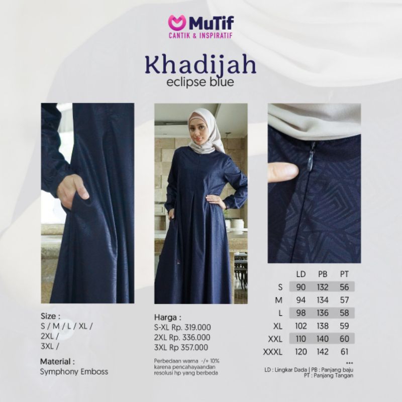 GAMIS MUTIF KHADIJAH (BEET PURPLE, ECLIPSE BLUE)