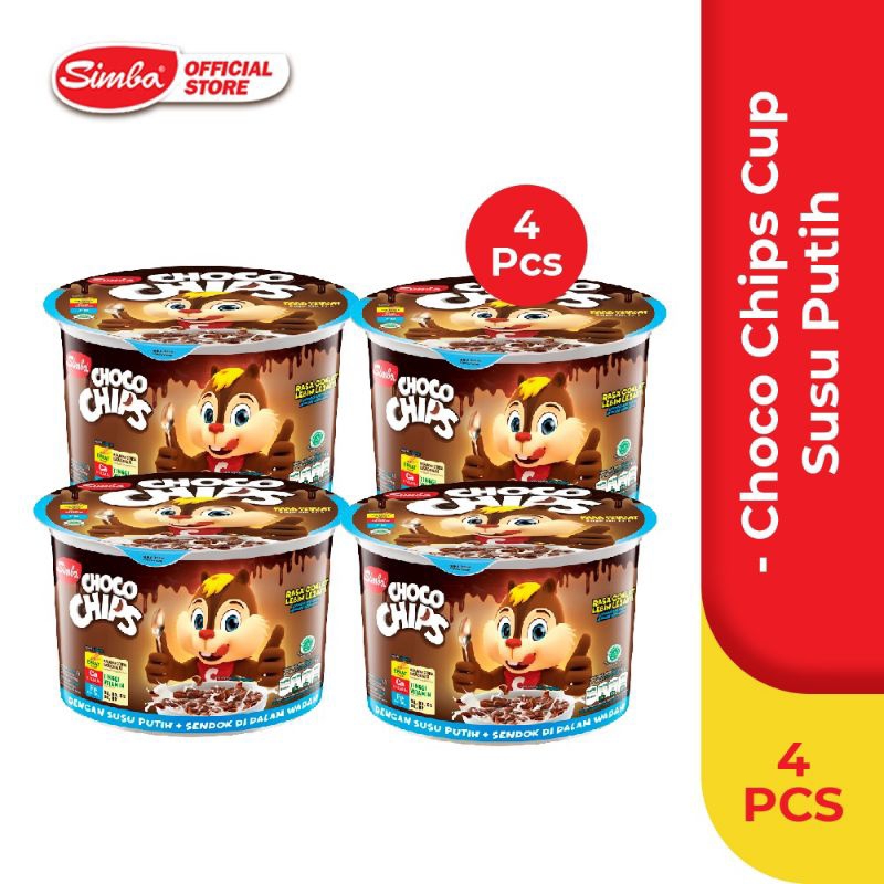

[ 4 Pcs ] Simba Choco Chips Sereal Cup 34gr / Susu Putih / Susu Cokelat / Susu Stroberi