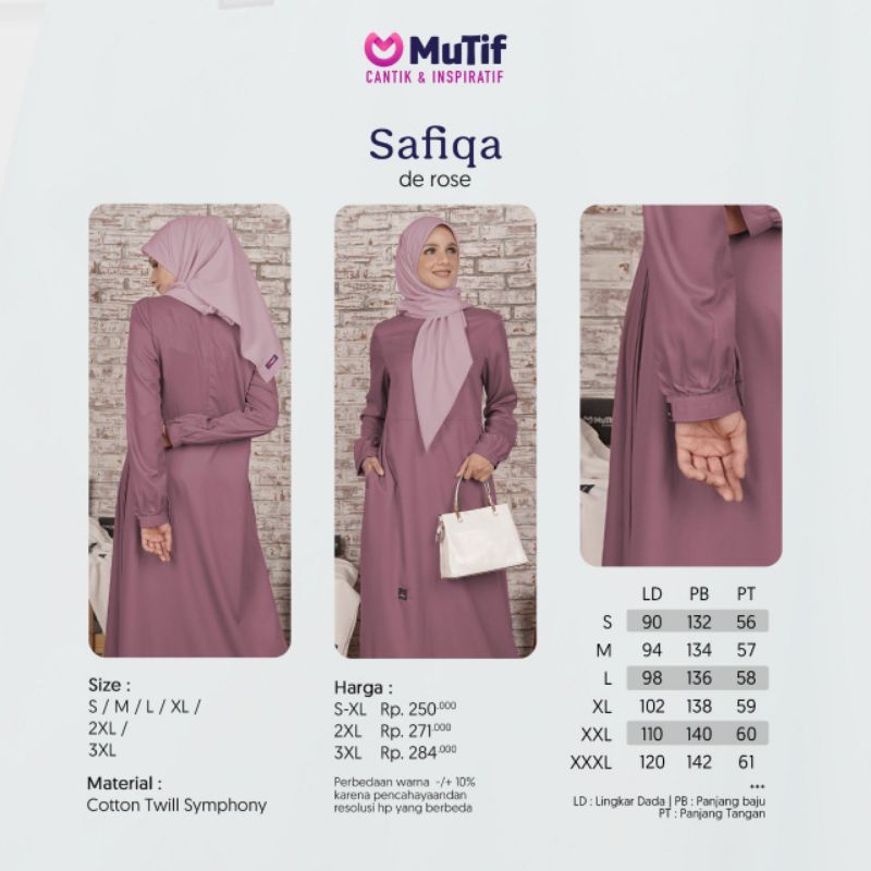GAMIS MUTIF SAFIQA (DE ROSE, BLACK, STEEL GREY)