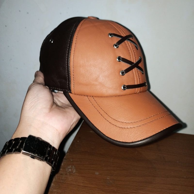 Topi kulit asli 100% model tali