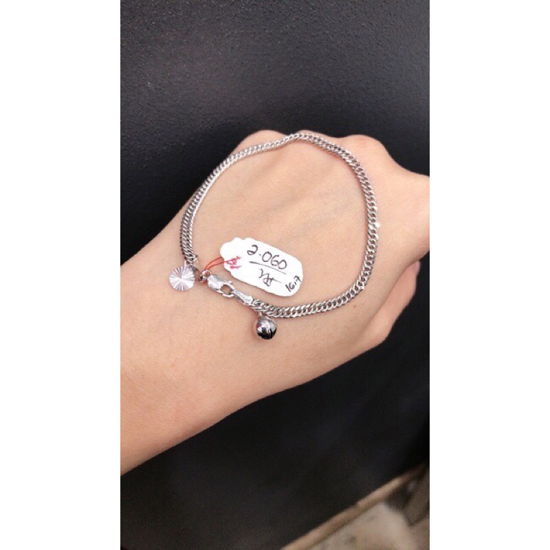 Gelang sampan emas putih asli 8K