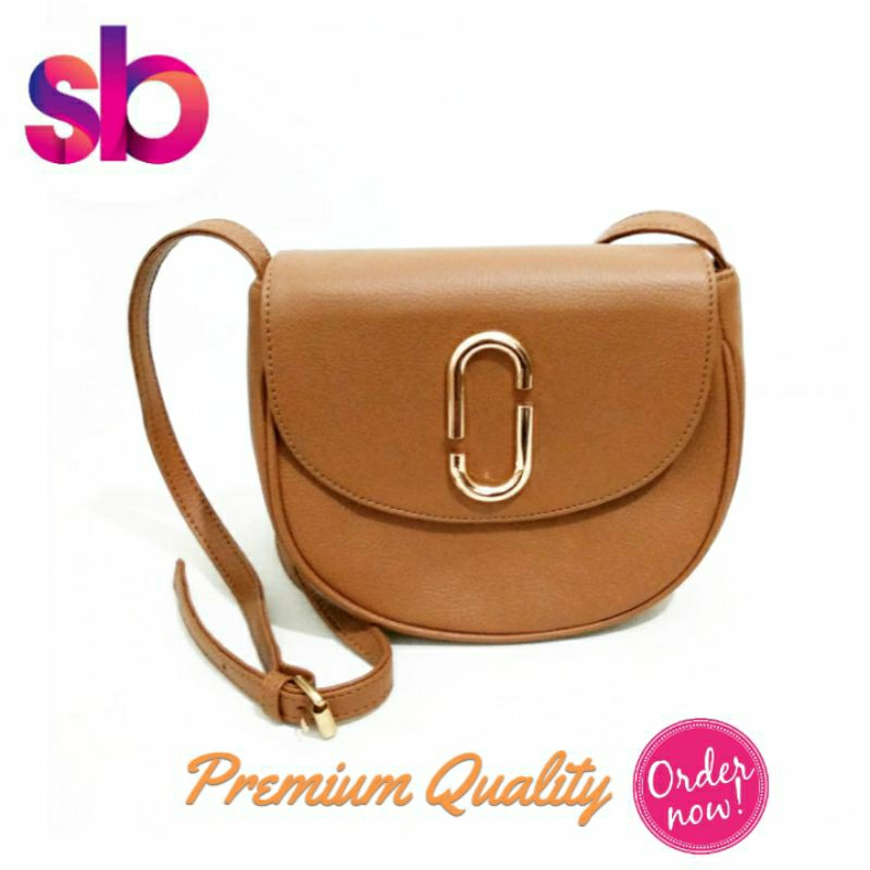 Molly Sling Bag [ Brown/ Coklat ] Tas Selempang Wanita Kekinian Bulat Perempuan Korean Cewek Trendi 