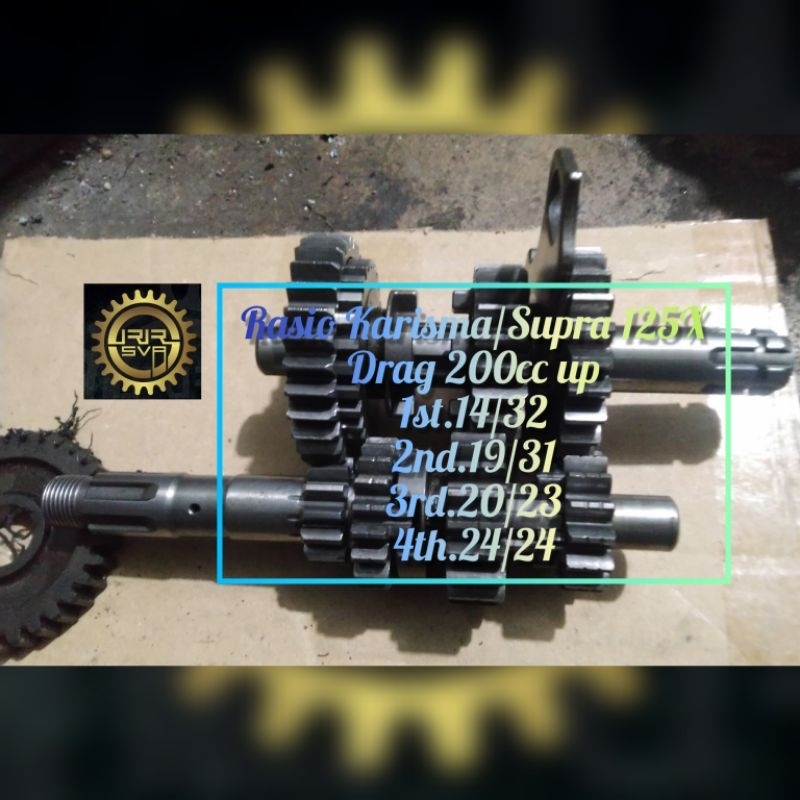 Gigi Rasio Racing Honda Kharisma Supra 125X Racing Drag 201m Mesin 200cc Ukuran Gigi 1st.14/32; 2nd.