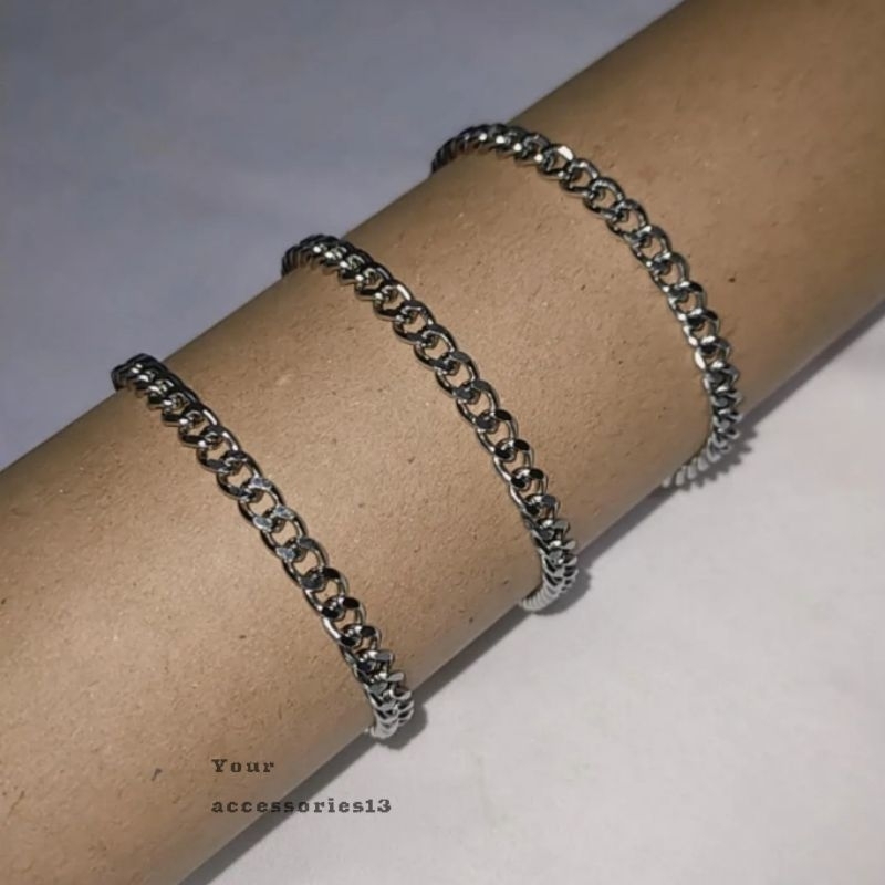 Gelang rantai DIJAMIN 100% TIDAK KARAT Bahan Stainless Steel