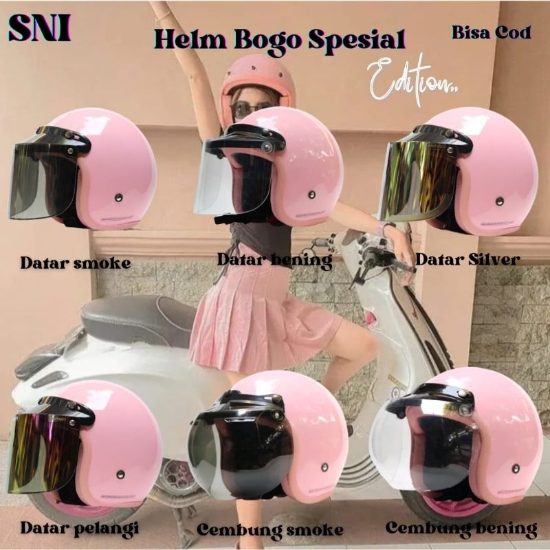 Helm Bogo hijab wanita Angelia Pastel Warna Pink List Pink