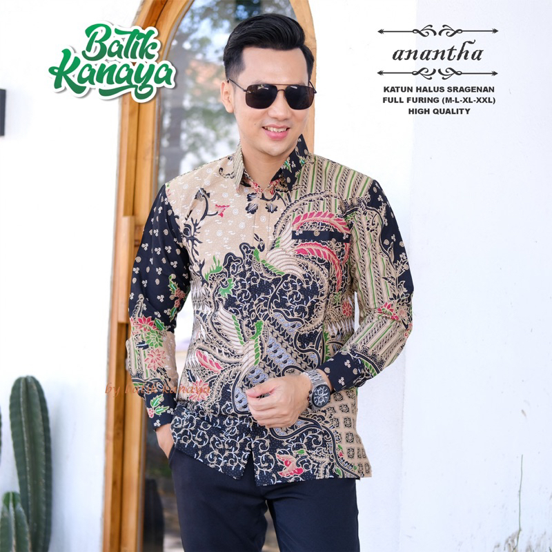 ANANTHA Kemeja batik pria Full Furing Bahan Katun Sragenan