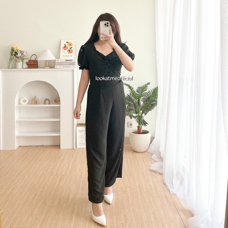 lookatmeofficial - Velysa Set Wanita - Atasan dan Kulot Bahan Crinkle 689