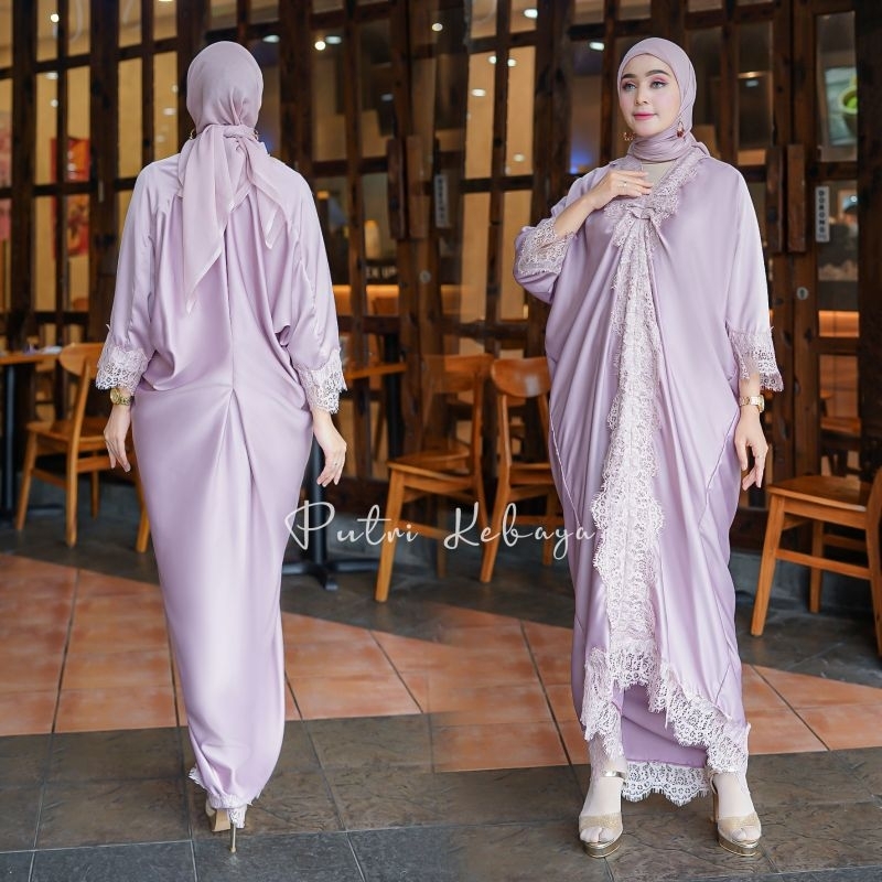 Kaftan renda/abaya/gamis/Polosan Bordir Renda