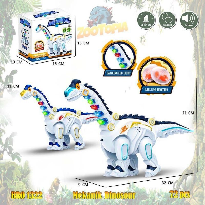 MAINAN ANAK DINOSAURUS DINO BRANCHIOSAURUS MECHANICAL BERTELUR KOLEKSI BAYI KADO TERBARU