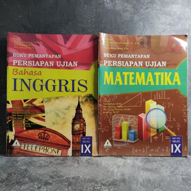 Buku Pemantapan Persiapan Ujian Bahasa Inggris dan Matematika, Akasia, Kelas 9, IX, SMP.