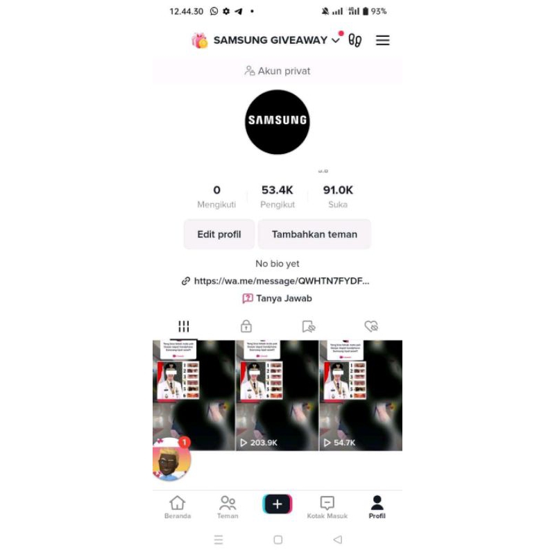 AKUN TT hightQuality 50k Followers Real Hasil FYP