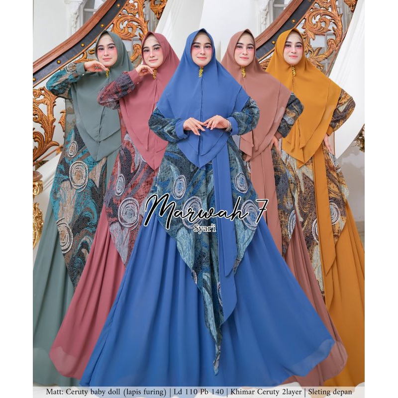 Zahira1808 Marwah 7 Couple Ibu Anak Gamis Syari Set Khimar Ori Best Seller Sael Cuci Gudang Habisin 
