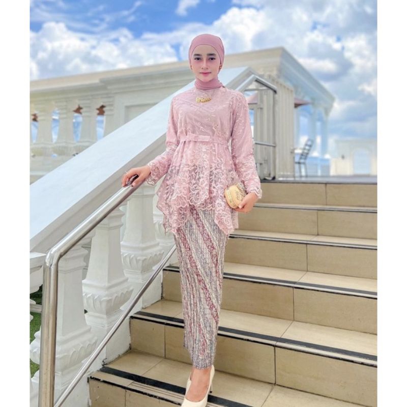 Set kebaya Gomes Tulle Mutiara/ kebaya wisuda / kebaya muslim / kebaya modern / kebaya perpisahan