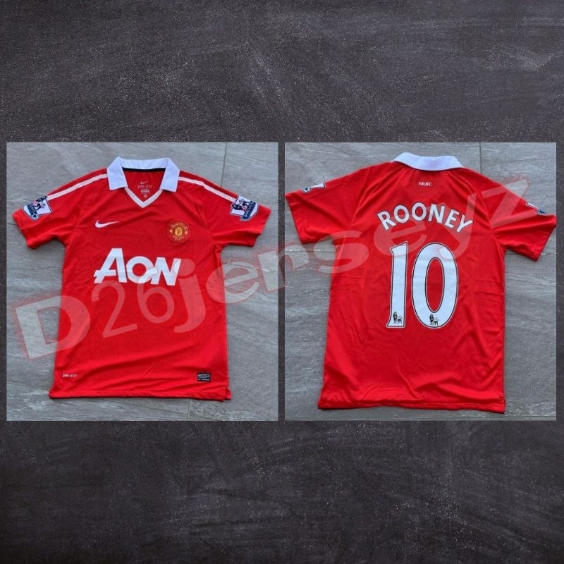 Jersey RETRO MU Home 2010 / 2011 + Cetak nama Nameset ROONEY 10 / Custom Font RETRO OFFICIAL + Patch
