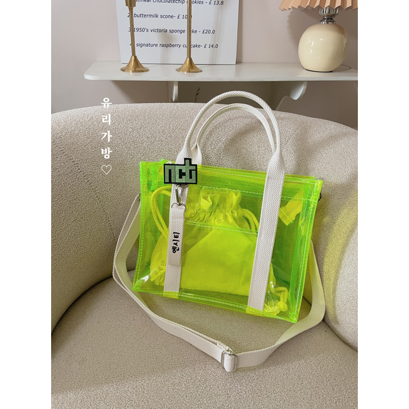 Yoori bag 유리 golden white tas transparan selempang wanita korea