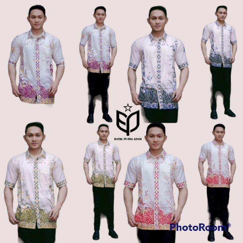 Hem batik pria lengan pendek baju batik pria slim fit modern atasan batik pria terbaru batik pria le
