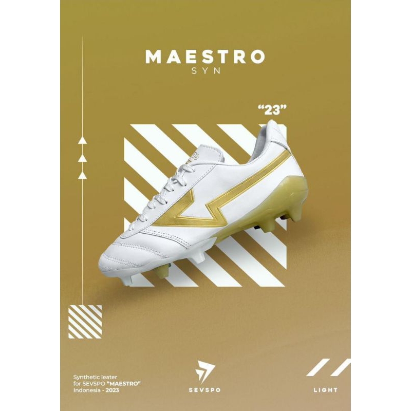 Sepatu Bola Sevspo Maestro Syn White Gold Original/Sepatu Sepak Bola/Sepatu Olah Raga/Football