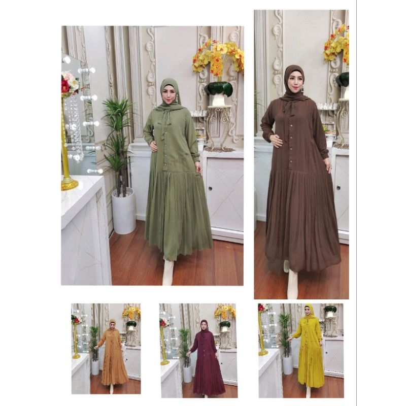 *DRESS MIDI SURAYA POLOS PREMIUM*By. Yodizein Syari
