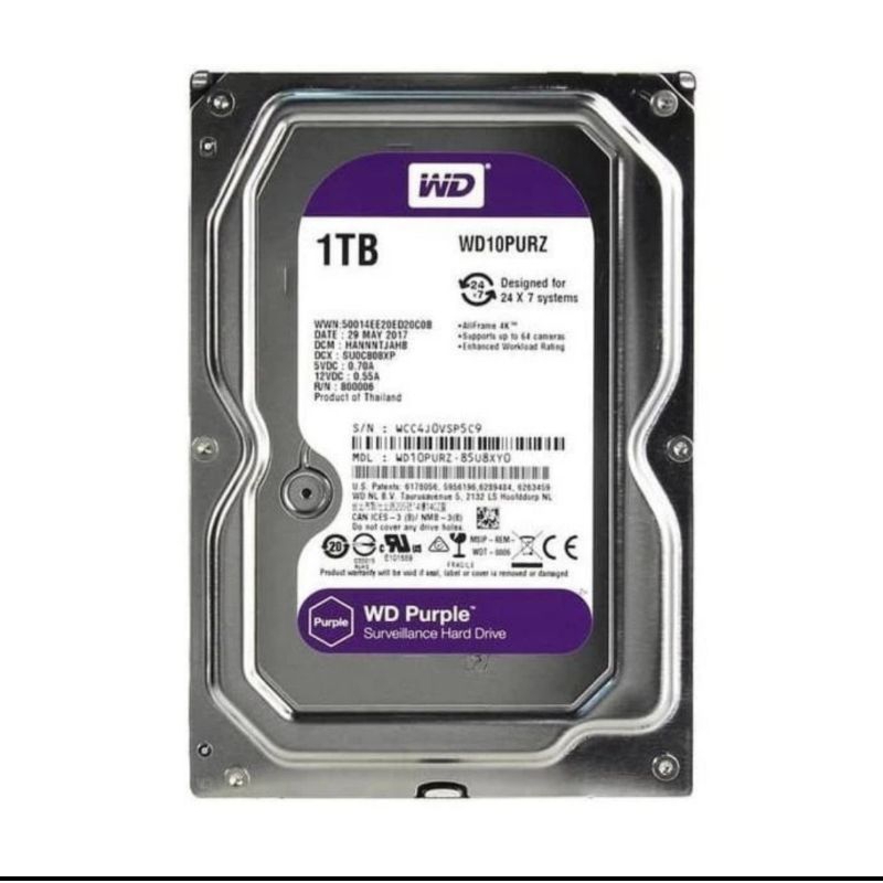 Hardisk 1TB WD Purple Sata 3.5 For Cctv Sentinel 100%