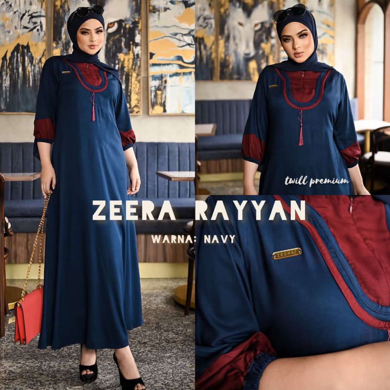 Daster Arab Zeera RAYYAN Midi Dress Busui Twill Premium Big Size