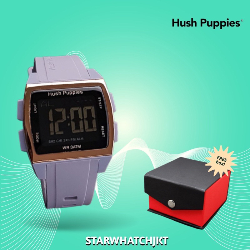 (Grosir Cod)Jam Tangan unisex Digital Hushpuppies 2111 Anti Air Free Box Strap Rubber/Karet(Dikirim Jakarta)