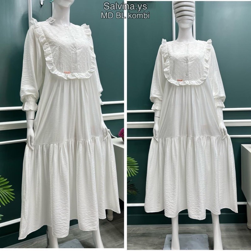 GAMIS SALVINA Y.S Putih combi brukat uk XXL