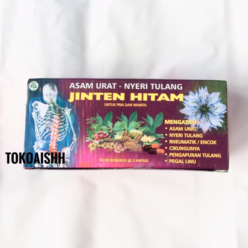 Kapsul jinten hitam - jinten hitam- obat herbal tradisional - obat asam urat - pengapuran - rematik - sakit pinggang - nyeri kaki - nyeri tulang