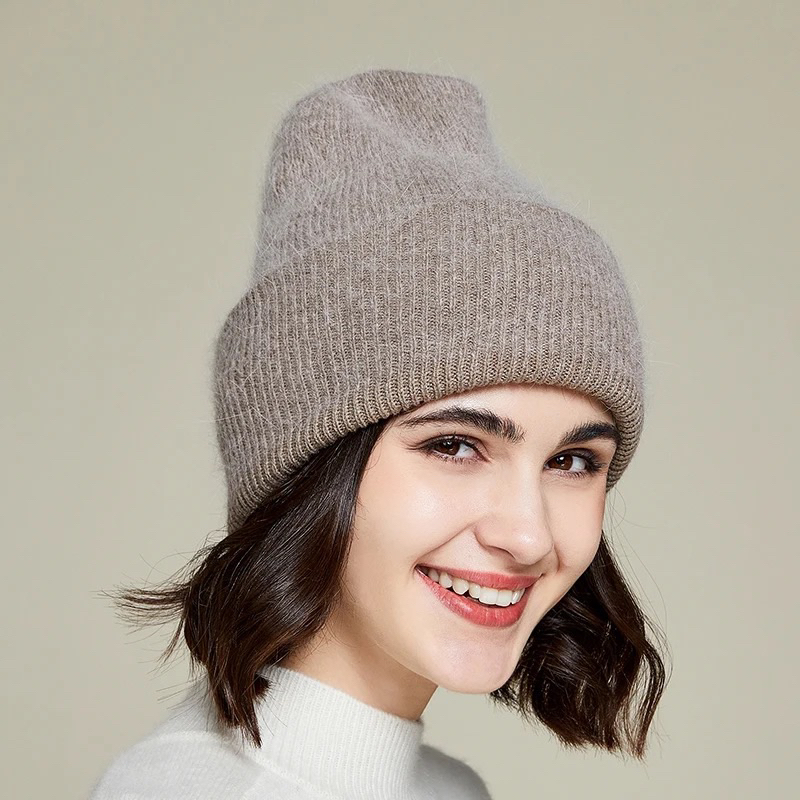 Rabbit Fur Beanie Hat Topi Kupluk Unisex Bulu kelinci