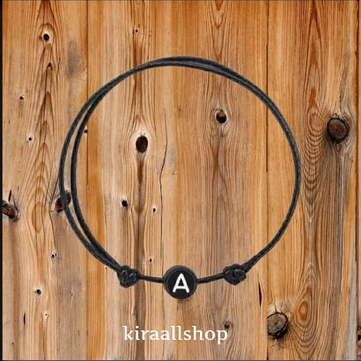gelang tali inisial huruf bulat