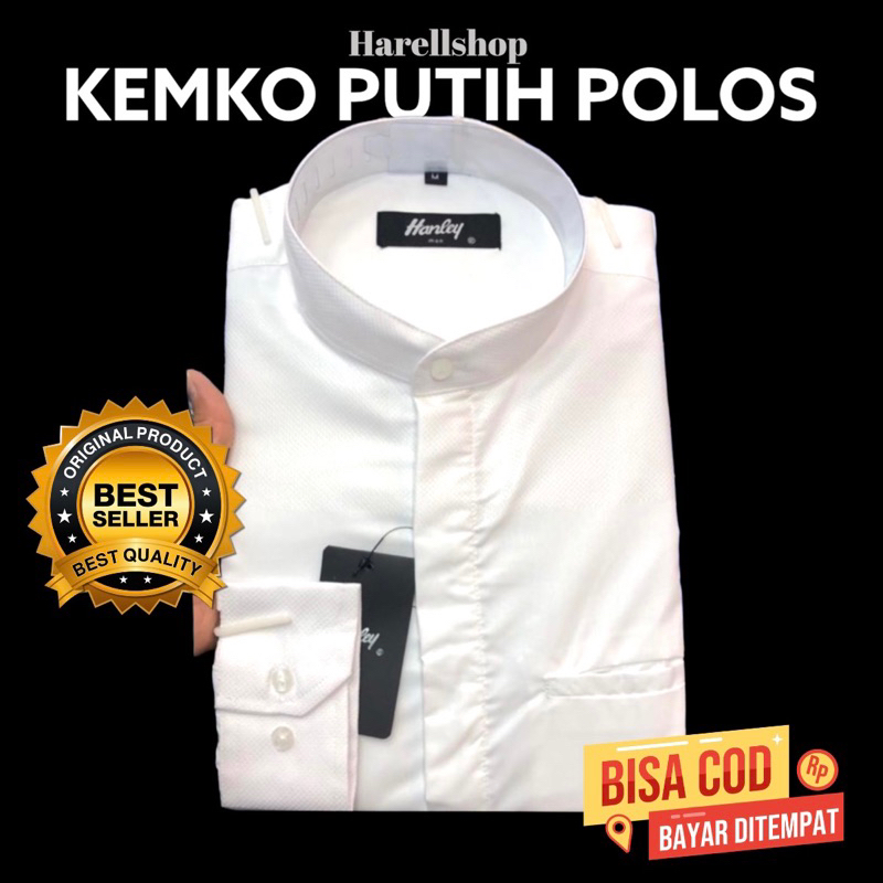 Ready banyak stok Kemko / kemeja koko harley putih polos panjang