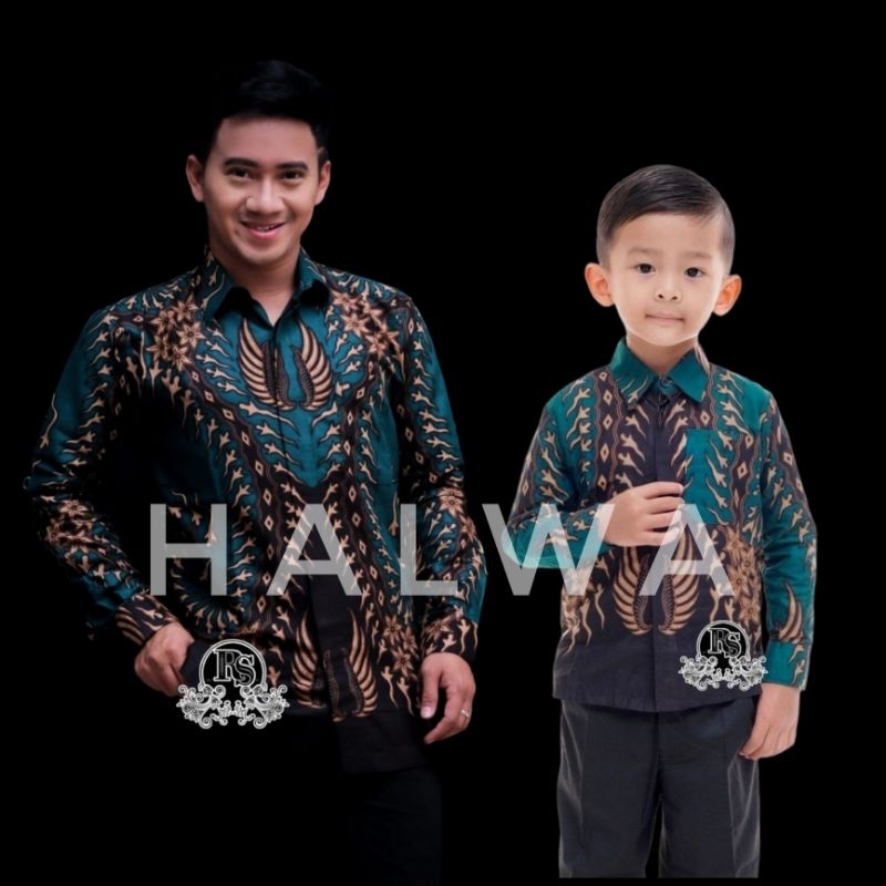 CUCI GUDANG Batik pria kemeja batik lengan panjang modern premium anak laki laki couple ayah