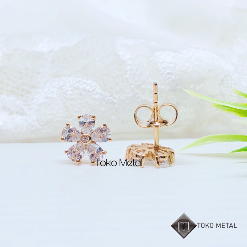 Anting Tusuk Xuping 100% Original Permata Zircon Lapis Emas [ Toko Metal ]