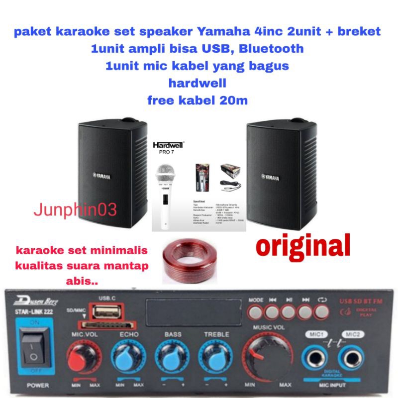 karaoke set minimalis speaker yamaha 2unit ampli,mic