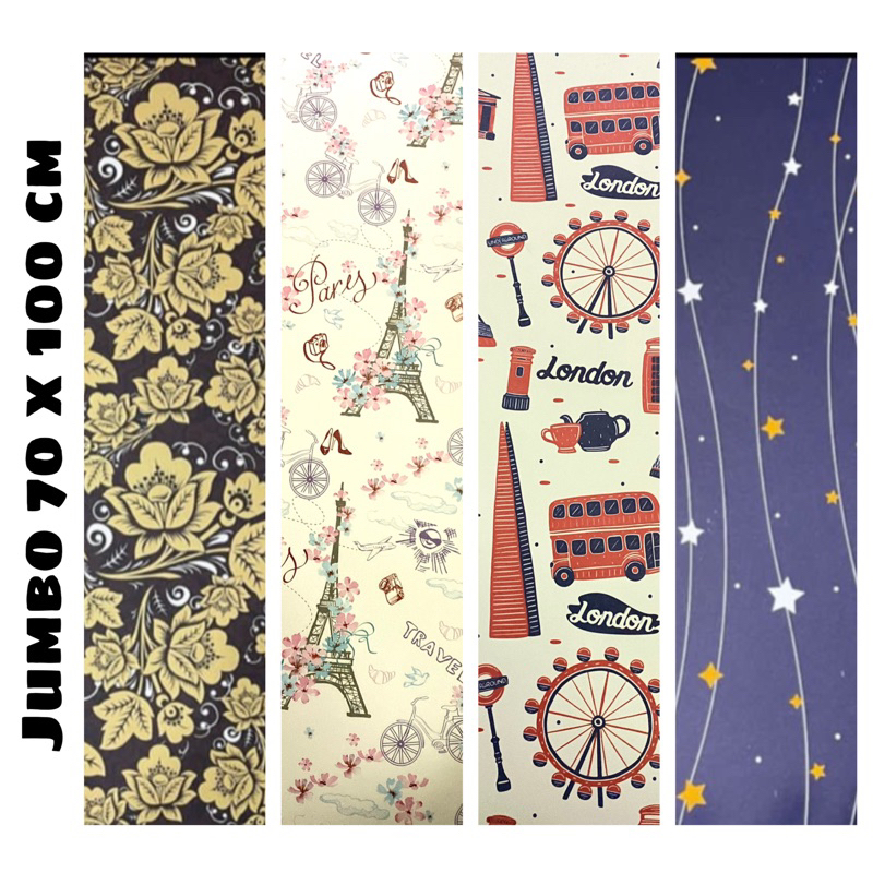 

KERTAS KADO JUMBO SANSAN WAWA MOTIF BATIK BINTANG PARIS LONDON Kertas kado besar 70x100 cm Bungkus Hadiah besar