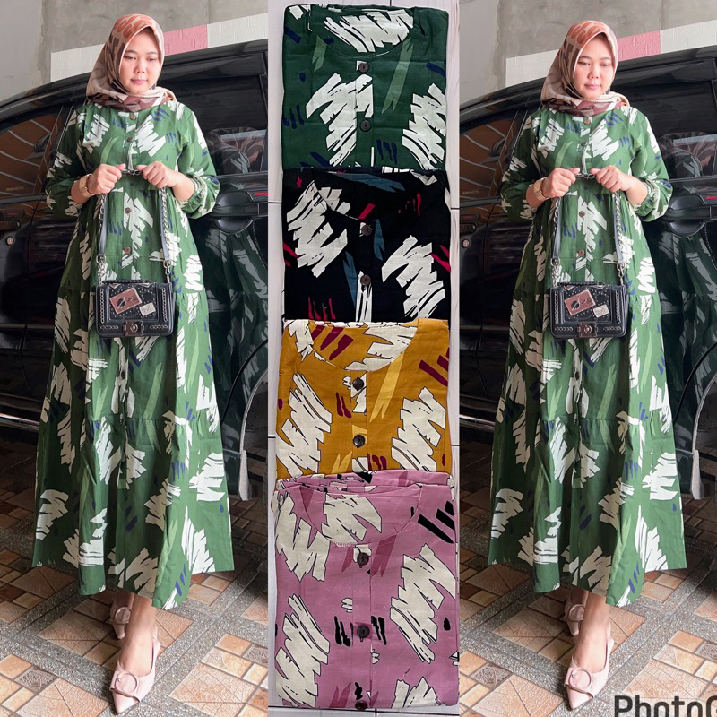 GAMIS KATUN LINEN/RAMI PREMIUM MOTIF ABSTRAK/GAMIS KATUN/GAMIS TERBARU/GAMIS PREMIUM/GAMIS PESTA