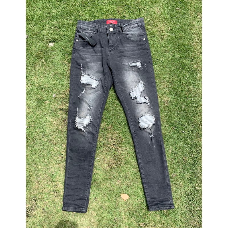 RUCAS SEASON 11 GREY CAVIAR LEATHER JEANS SIZE 30