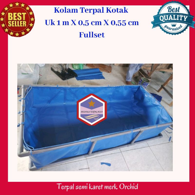 kolam terpal kotak 1x0,5X0,55 rangka pipa
