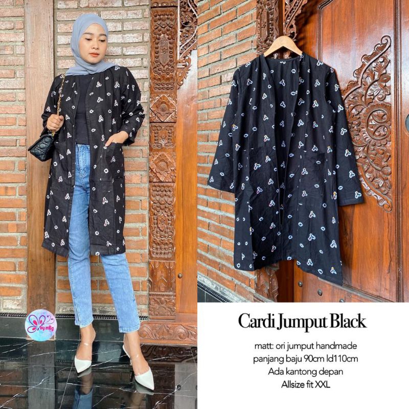 Cardigan panjang batik jumputan hitam
