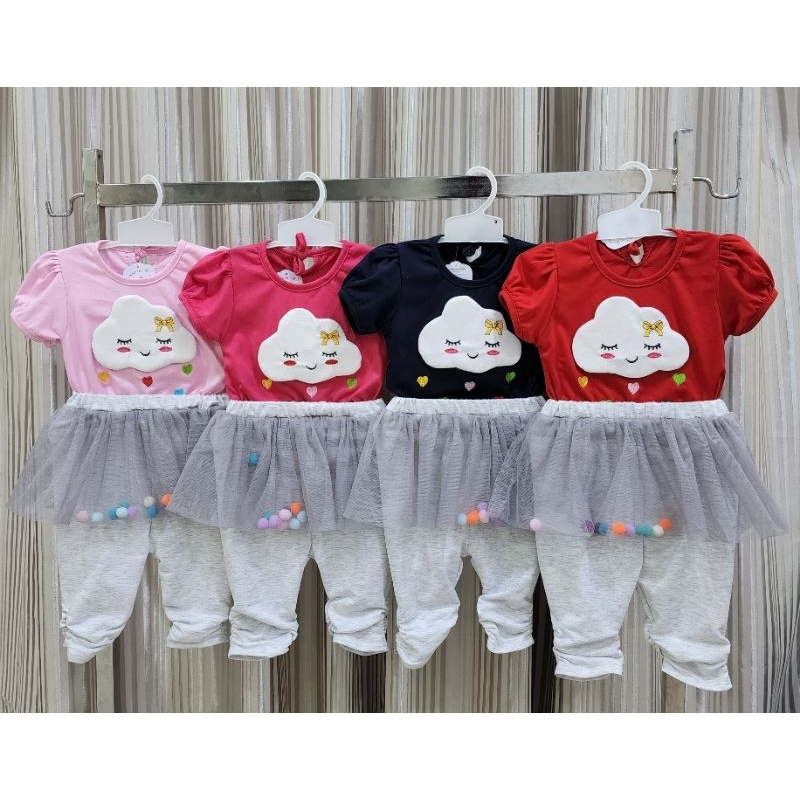 Baju bayi perempuan Set celana tutu baby *pompom*