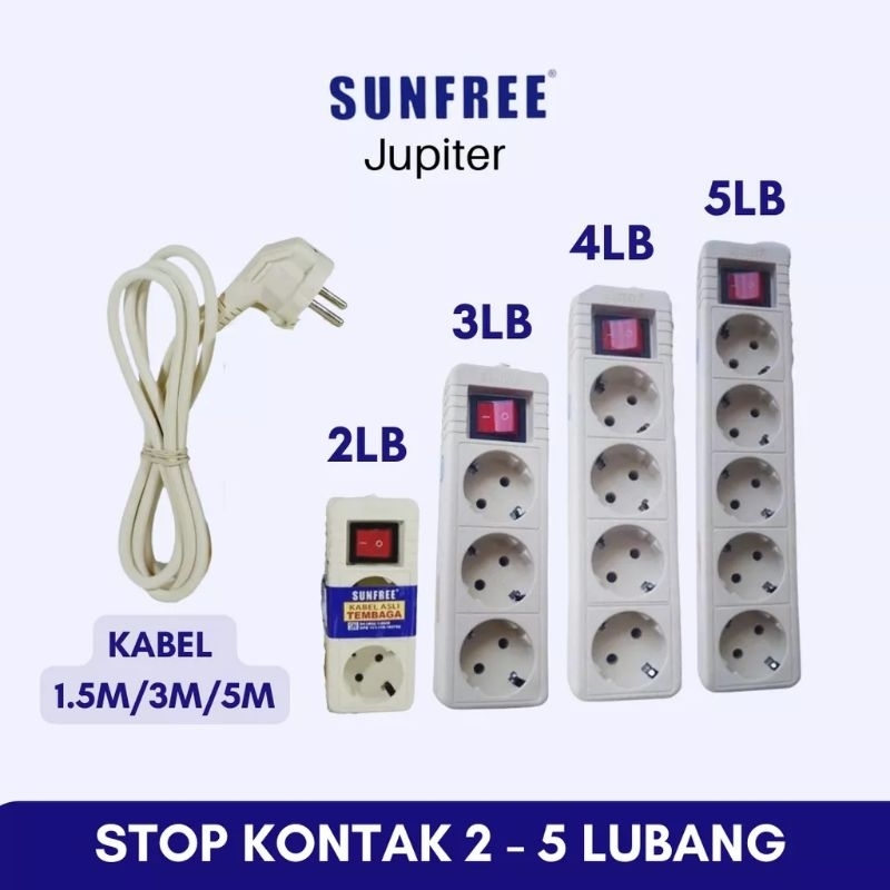 STOP KONTAK SUNFREE 2L/3L/4L/5L + SWITCH + KABEL 3 METER