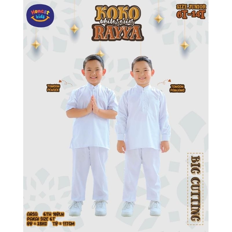 Setelan Koko Putih Anak 6T 8T 10T 12T 14T Honest Kids Bahan Toyobo