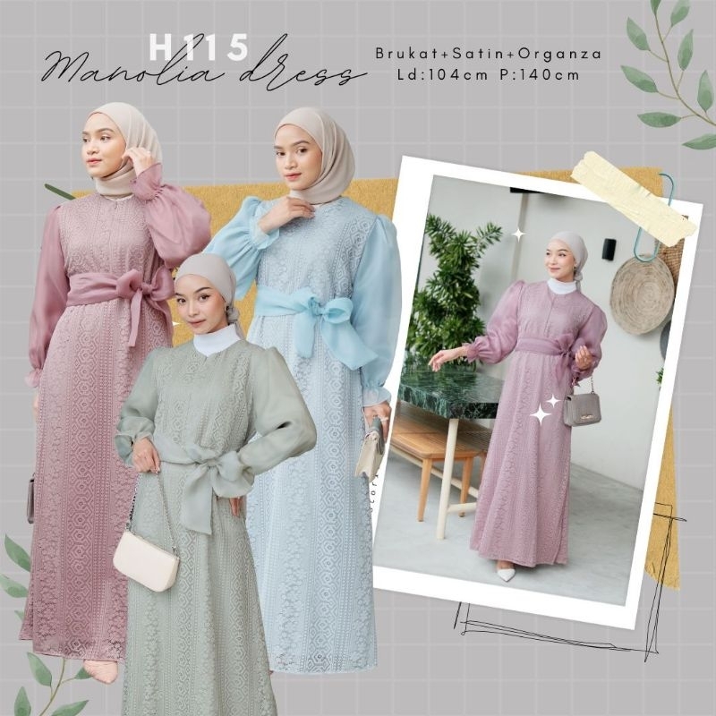 [ORI] Manolia Dress Terbaru Dress Organza Dress Pesta Hijau Sage Dress Lebaran