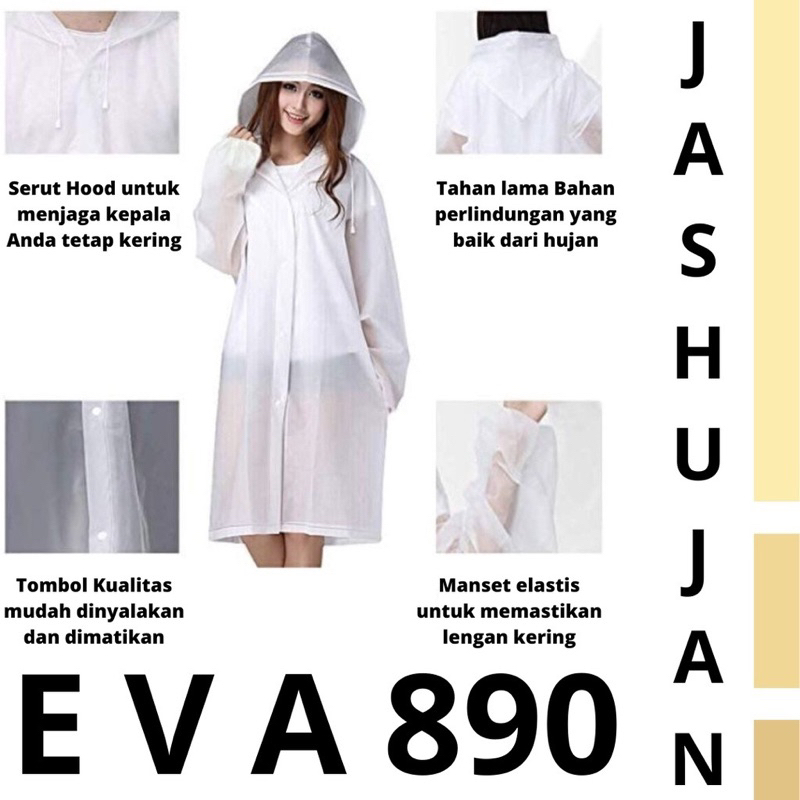 JAS HUJAN EVA RAINCOAT / MANTEL HUJAN TRANSPARANT PREMIUM QUALITY Promo Sen