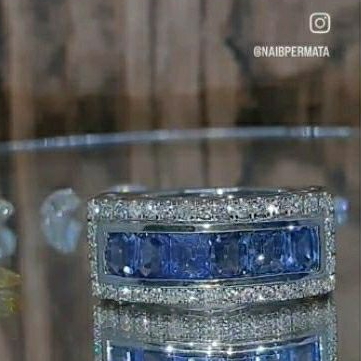 cincin emas berlian batu blue sapphire