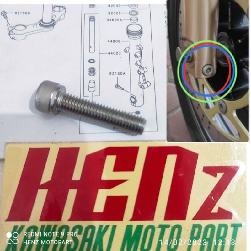 baut l pengunci bottom shok skok shock kanan kawasaki ninja r ninja rr