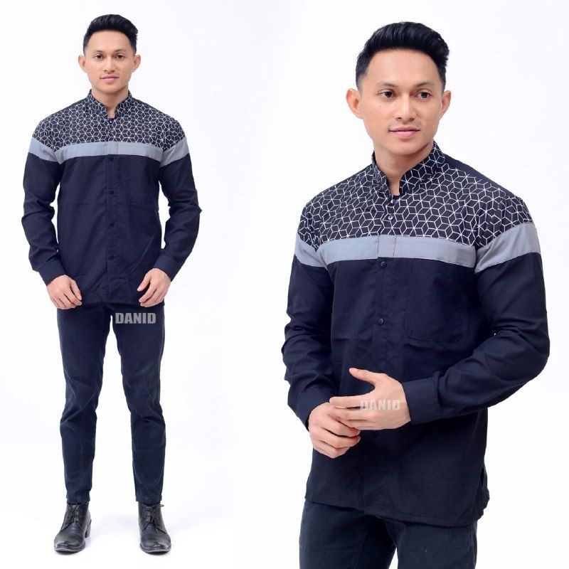 Baju batik pria Dewasa Lengan Panjang Material Catton Adem Serap Keringat