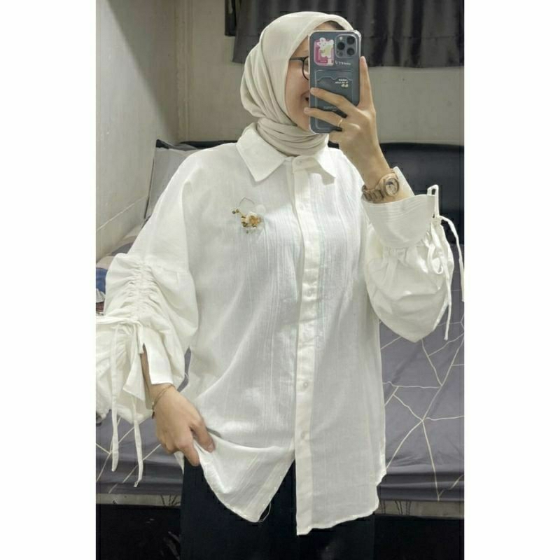 BLOUSE ATASAN WANITA CRINKLE / ATASAN WANITA LENGAN SERUT AKTIF , FASHION WANITA